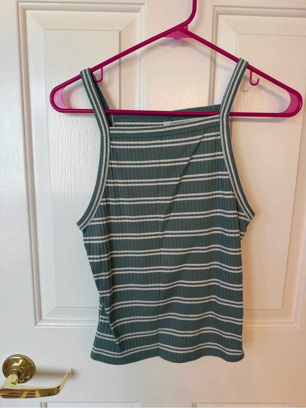 Mudd Striped Square-Neck Tank in Teal and White